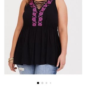 Torrid Challis Embroidered Top
